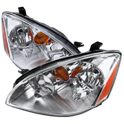 2002-2004 Nissan Altima Crystal Headlights w/ Amber Reflector Chrome/Clear