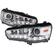 2008-2015 Mitsubishi Lancer EVO Projector Headlights SMD LED Light Chrome