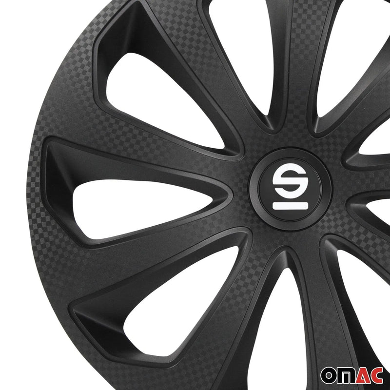 Sicilia Hub Caps Wheel Cover 16" Black Carbon Full Set 4 pcs.