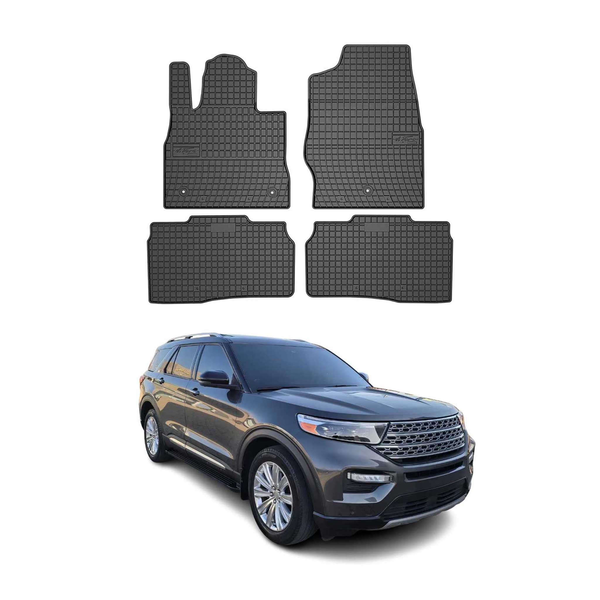 2020-2025 Ford Explorer Floor Mats Liners Full Set All Weather Rubber Black