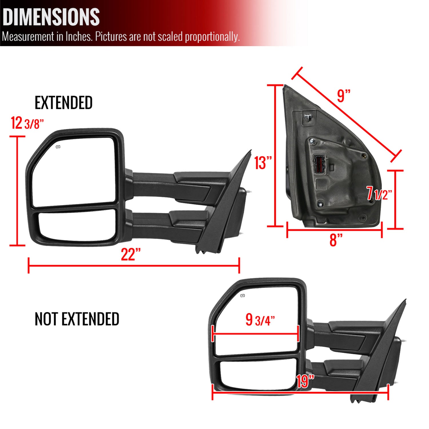 2015-2020 Ford F-150 Heated Chrome Towing Mirrors Sequential &Auxiliary Lights