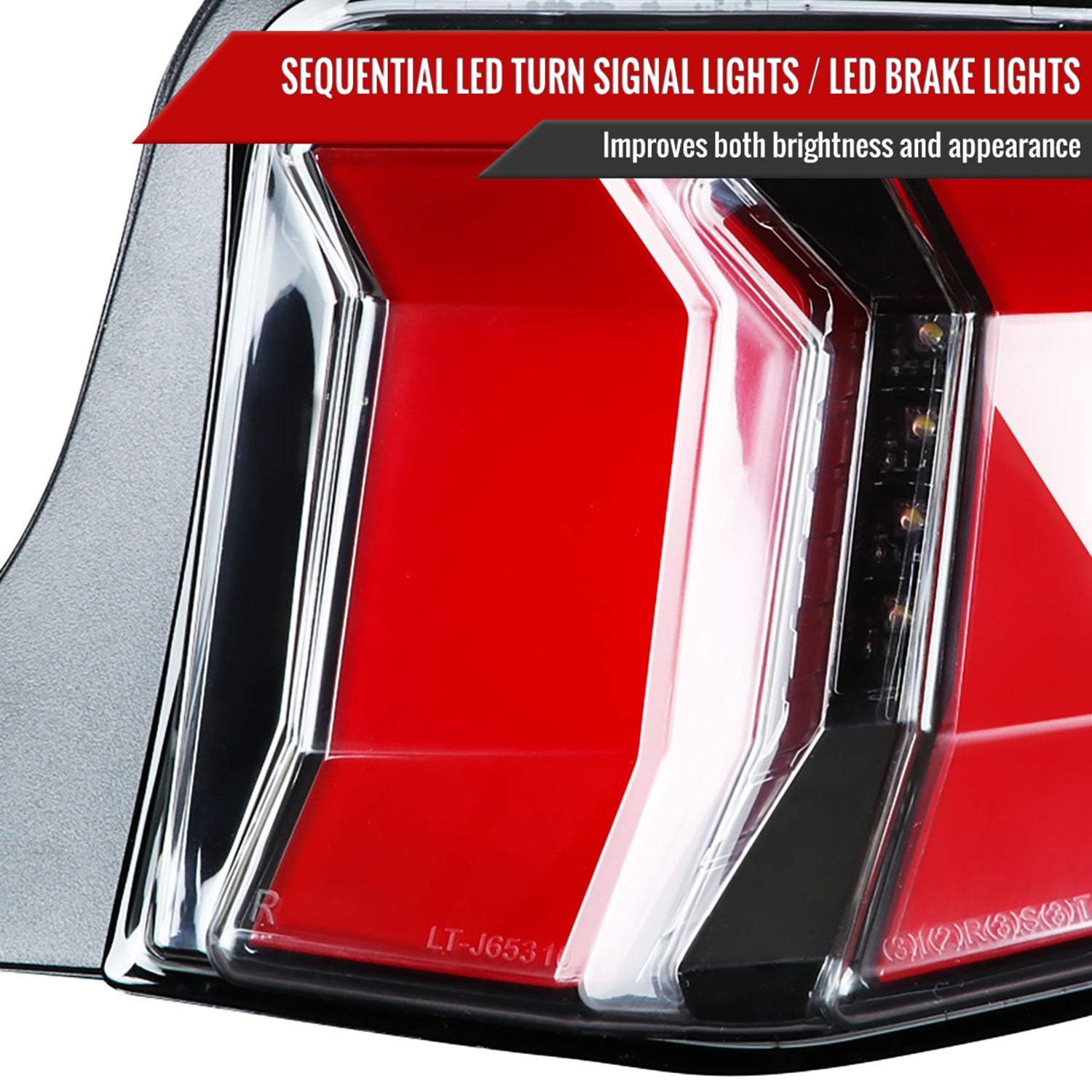 2010-2012 Ford Mustang Sequential LED Tail Lights Jet Black/Clear Lens