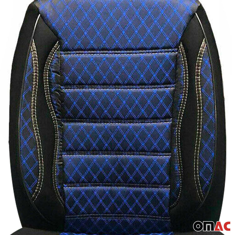 2+1 Set Front Car Pickup Van Seat Cover Protection Fabric Black with Blue