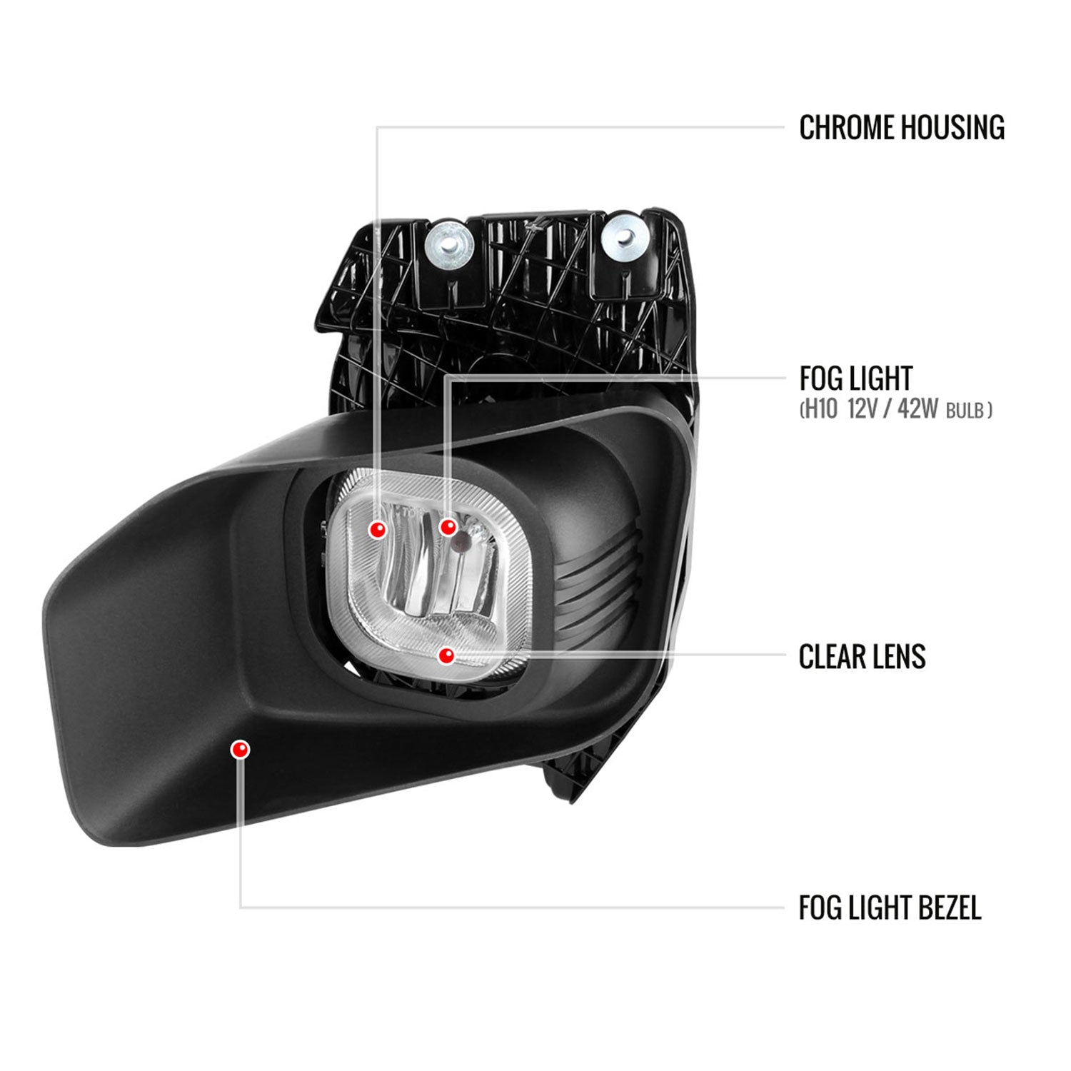 2011-2016 Ford F-250/F-350/F-450/F-550 12V/42W H10 Fog Lights Kit Chrome/Clear