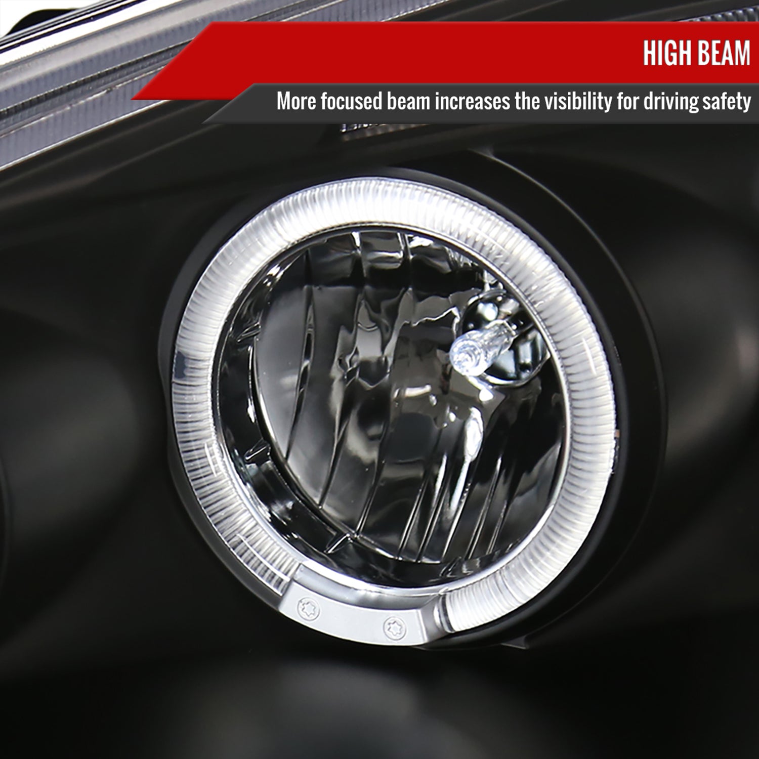 2002-2004 Acura RSX Dual Halo Projector Headlights Matte Black/Clear Lens