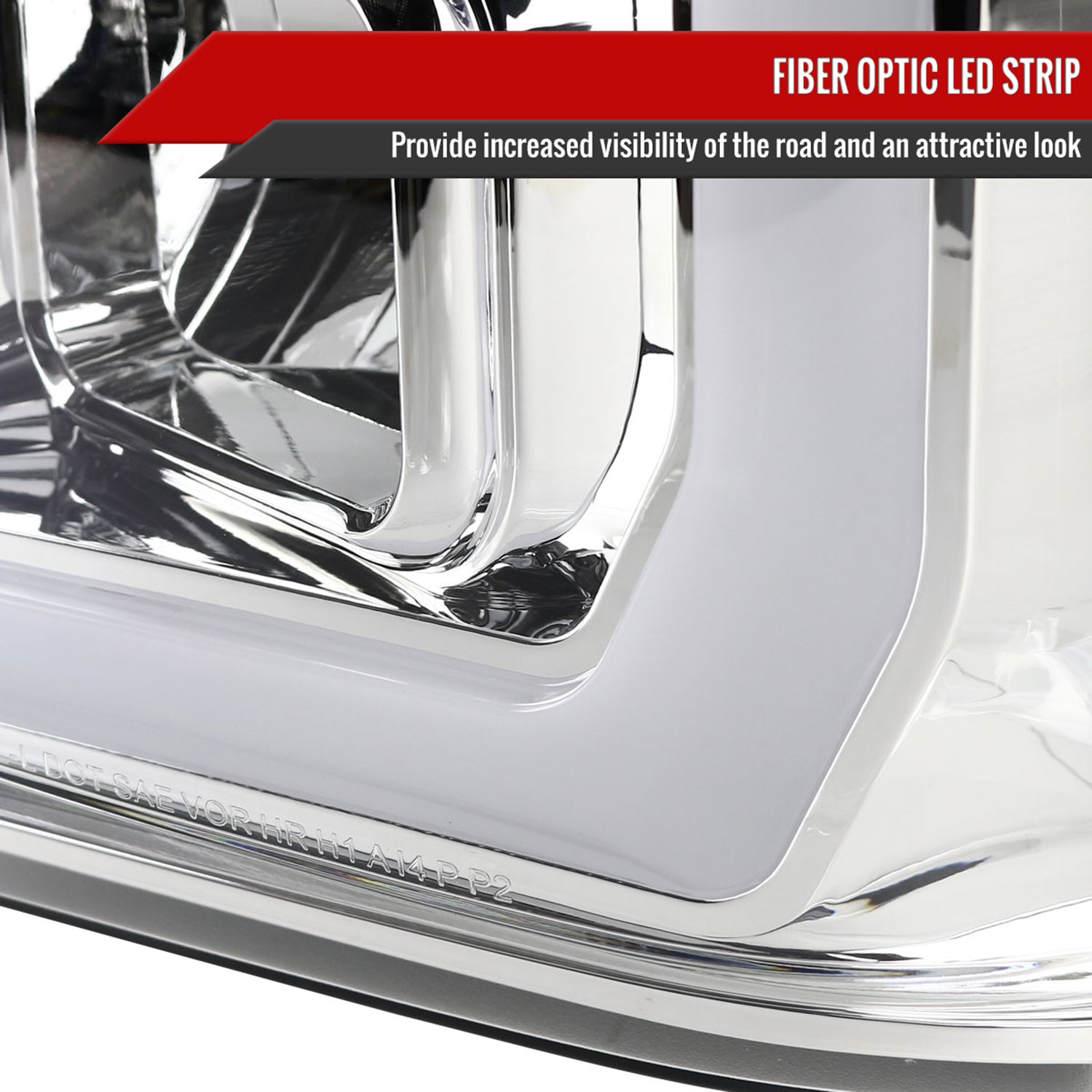 2008-2010 Ford F-250 F-350 F-450 LED C-Bar Projector Headlight Chrome/Clear