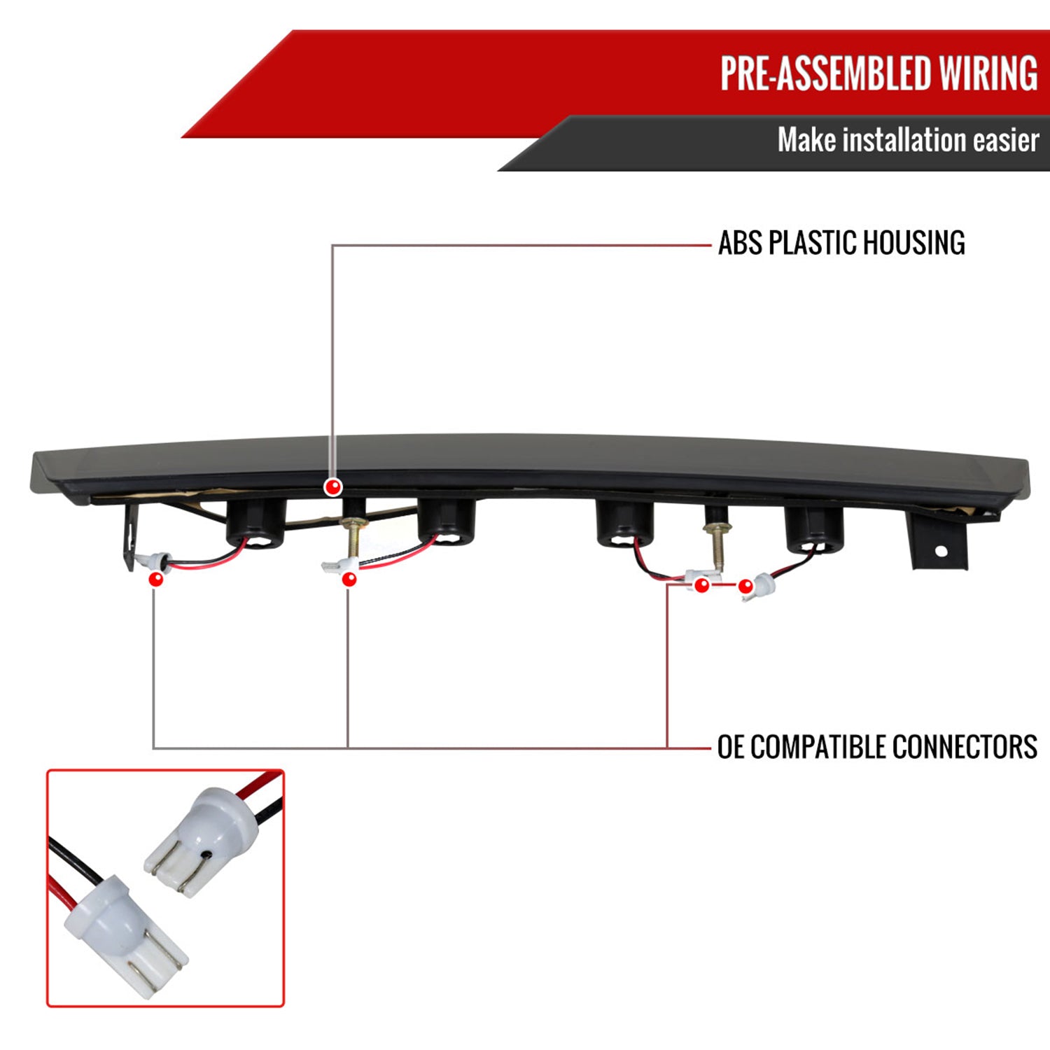 1999-2004 Ford Mustang LED 3rd Brake Light Chrome Housing/Smoke Lens