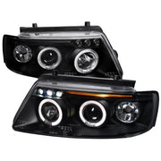 1997-2000 VW Passat Dual Halo Projector Headlights Matte Black/Clear Lens