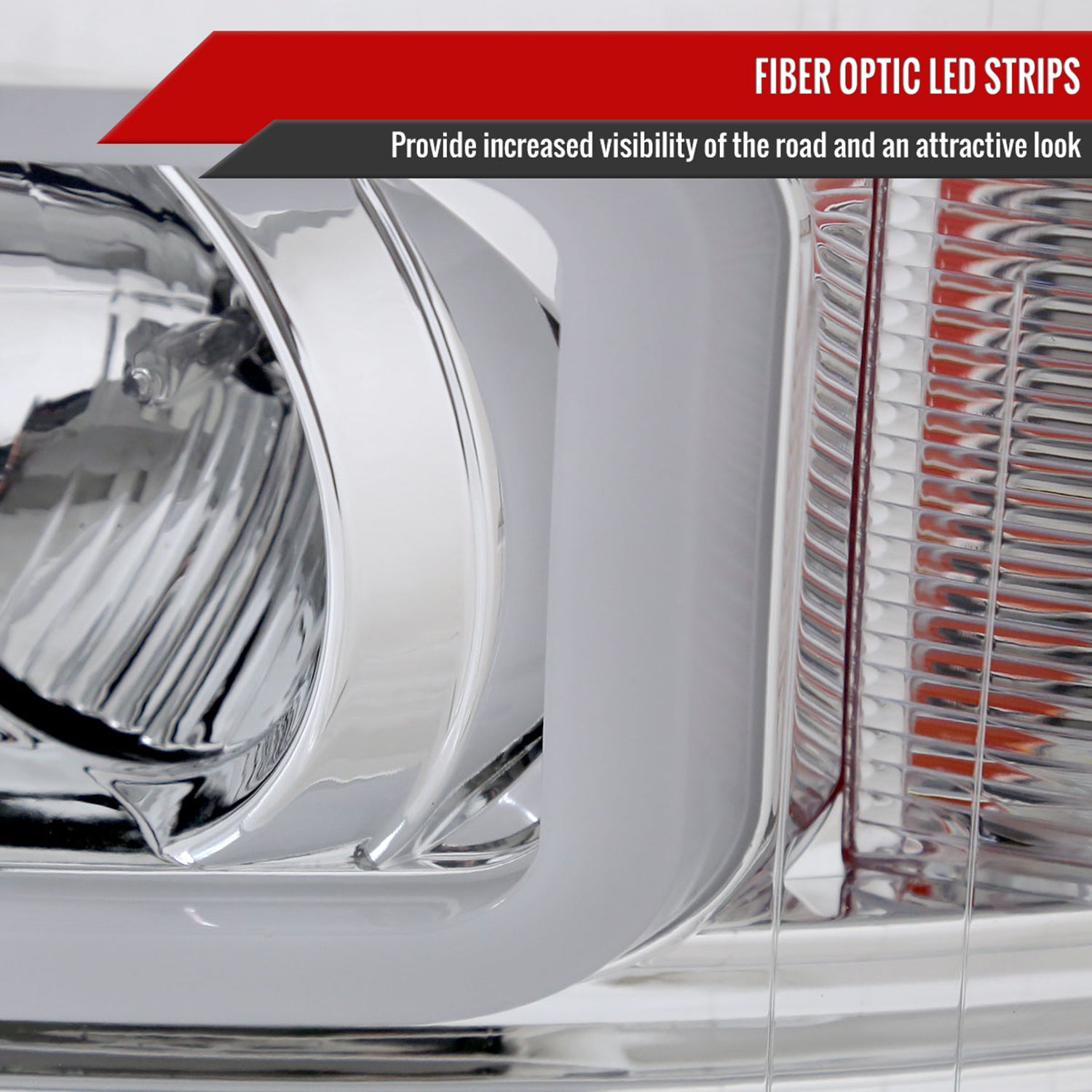 2007-2013 Chevy Silverado 1500 2500HD 3500HD Dual LED C-Bar Headlights Chrome