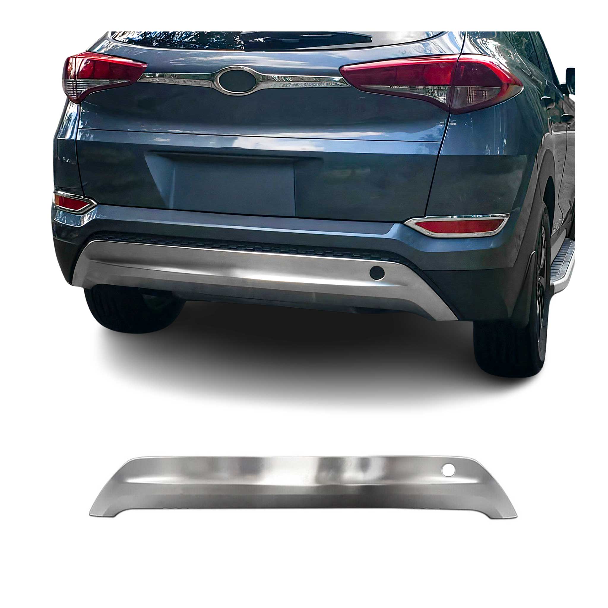 2016-2018 Hyundai Tucson Rear Bumper-Diffusor Trim Protector Silver Stainless Steel