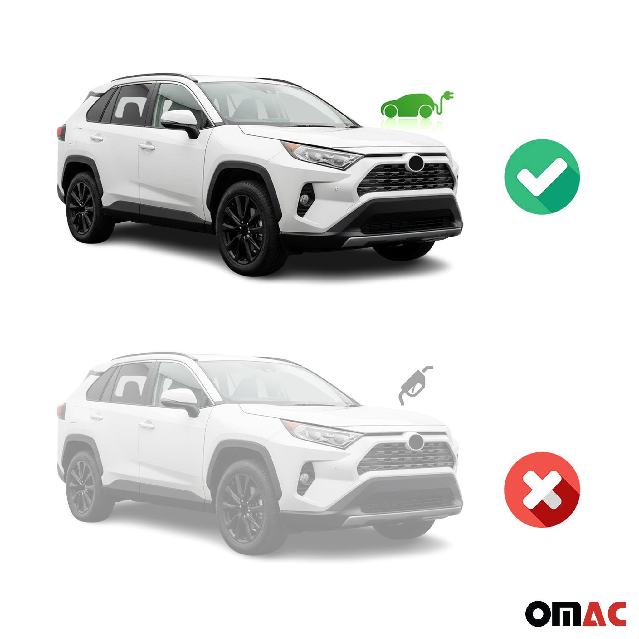 2019-2025 Toyota RAV4 Hybrid Running Boards Side Steps Silver & Black