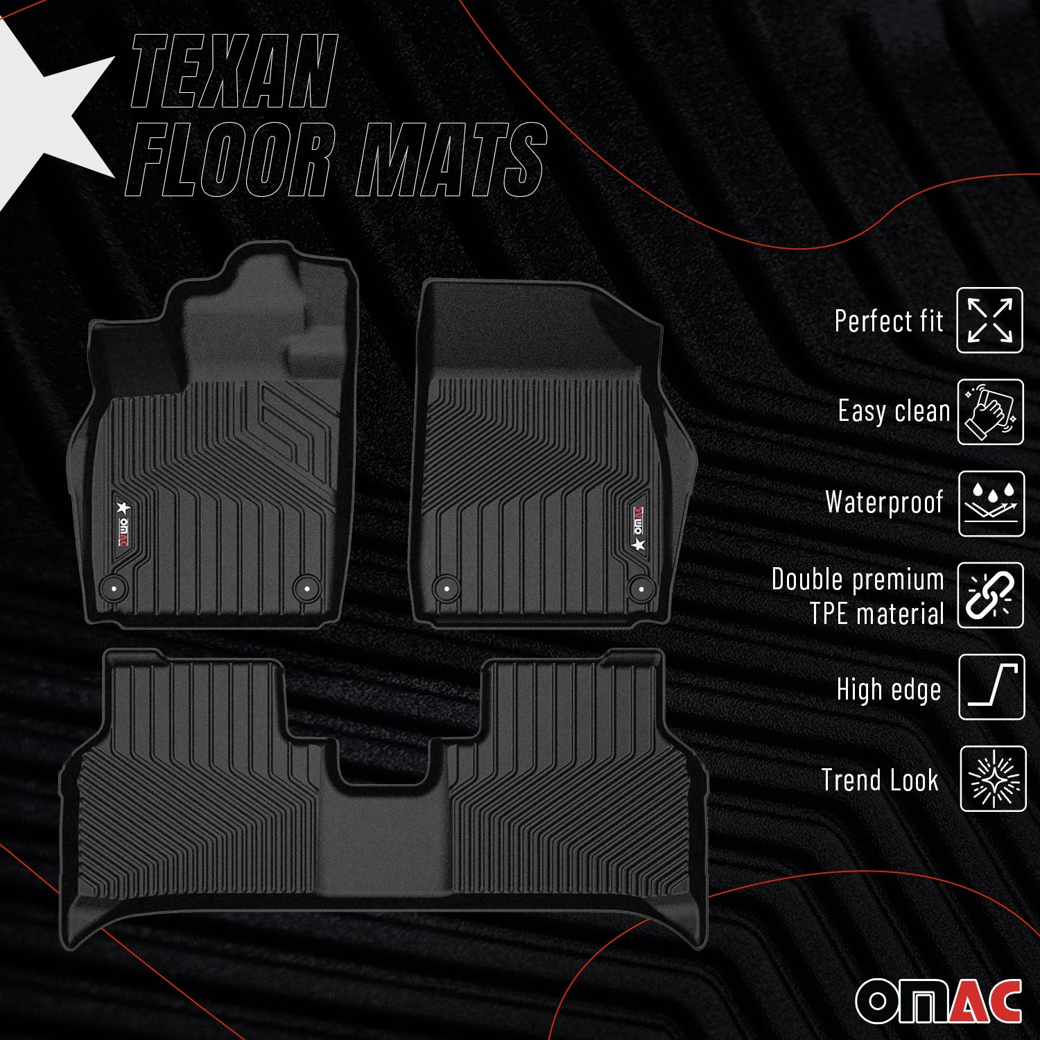 2021-2024 VW ID.4 Premium Floor Mats Liners First and Second Row Set Black