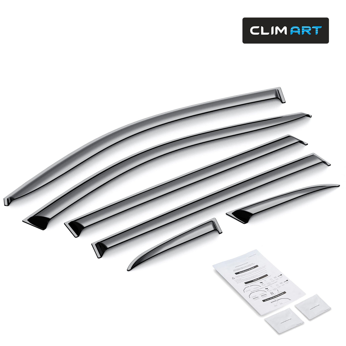 Clim Art Wind Deflectors for Jeep Cherokee 2014-2023 Tape-On Dark Smoke 6Pcs