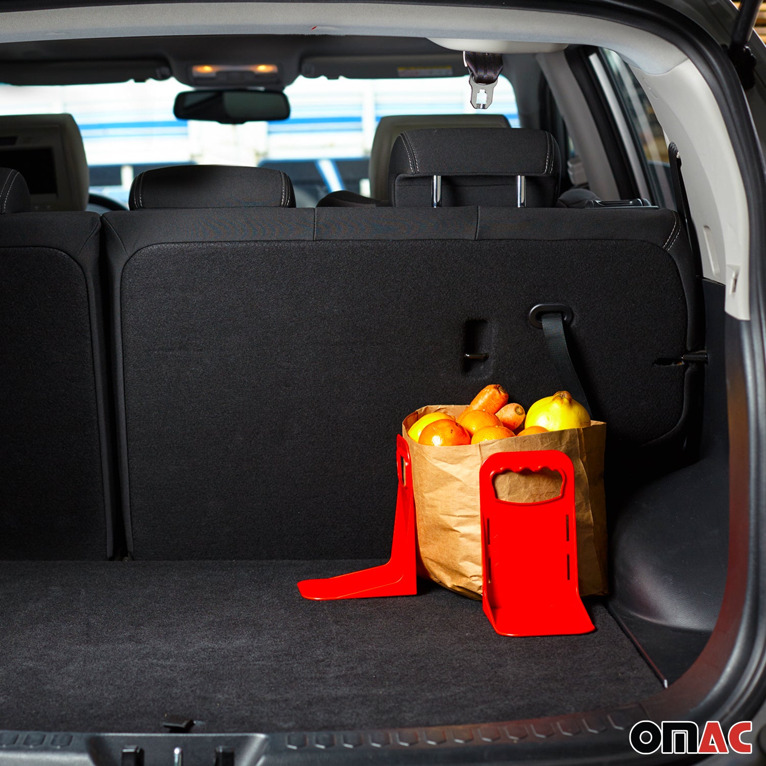 Red Trunk Organizer Grocery Holder Cargo Blocks Stopper Stand Divider Small 1 Pc