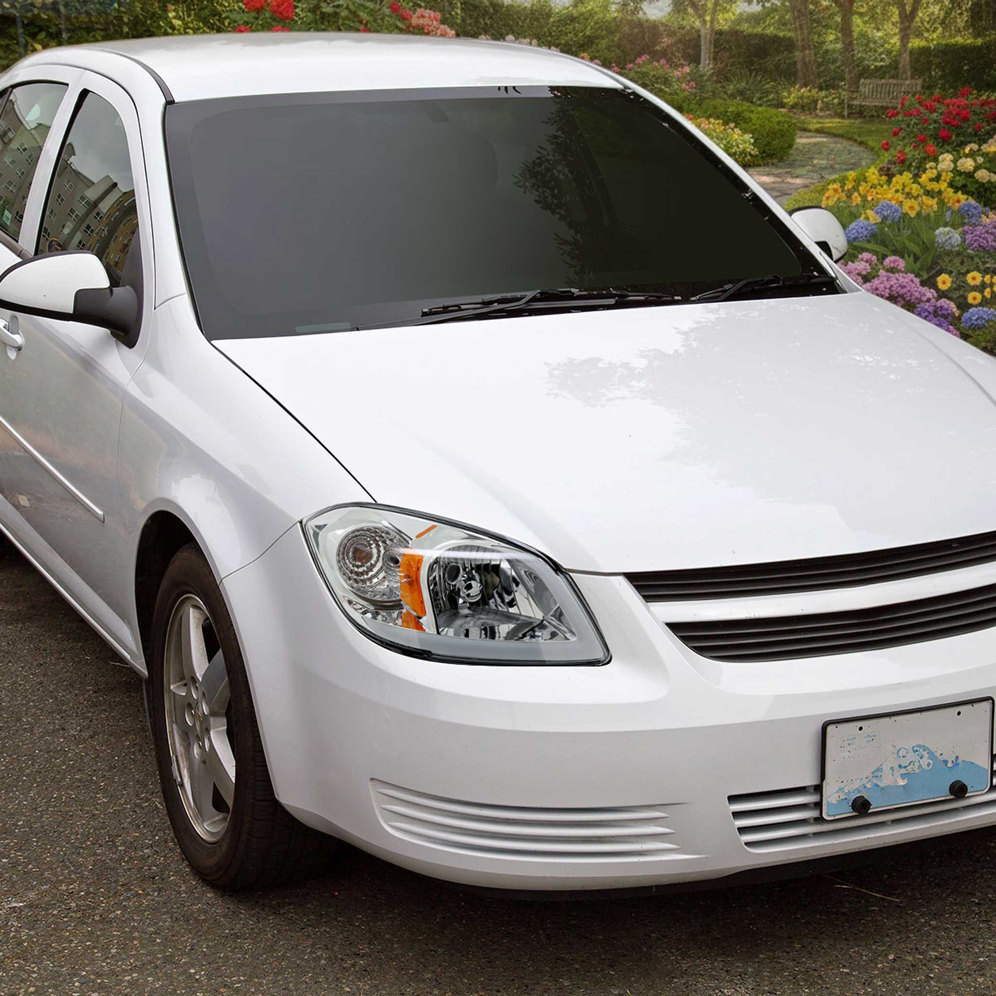 For Chevrolet Cobalt / Pontiac G5 2005-2010 Factory Style Headlights With LED DRL Light Strip Chrome Housing Clear Lens