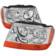 1999-2004 Jeep Grand Cherokee Factory Style Headlights Chrome/Clear Lens