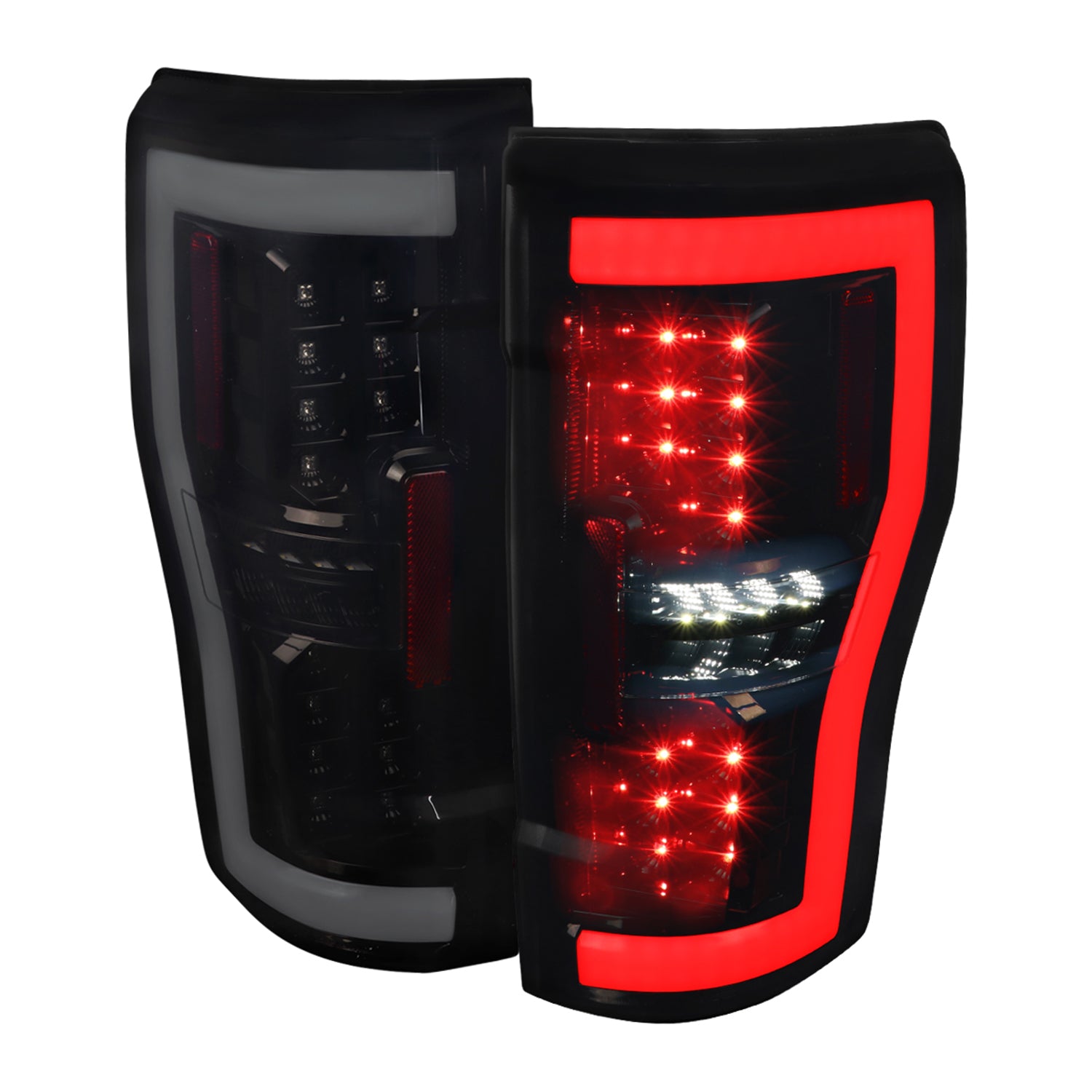 2017-2019 Ford F-250/350/450/550 LED Bar Tail Lights Glossy Black/Dark Smoke