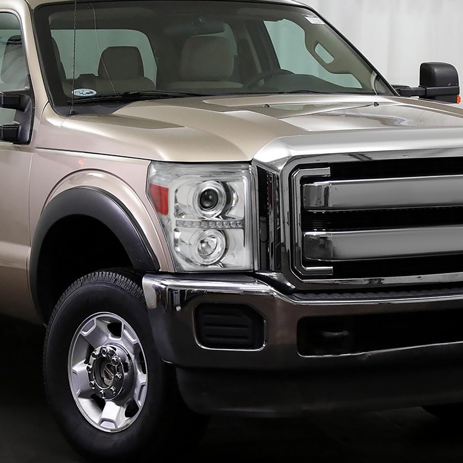 2011-2016 F-250 F-350 F-450 F-550 Dual Halo Headlights LED Signal Chrome