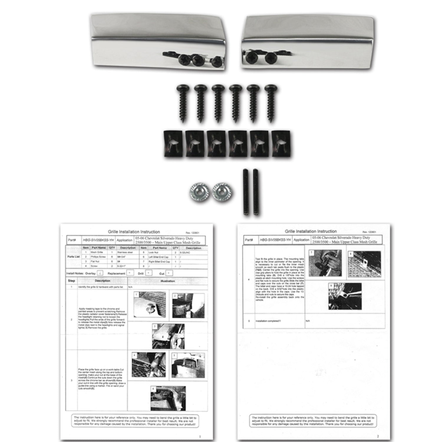2005-2007 Chevy Silverado Rivet Style Black Stainless Steel Mesh Grille Insert
