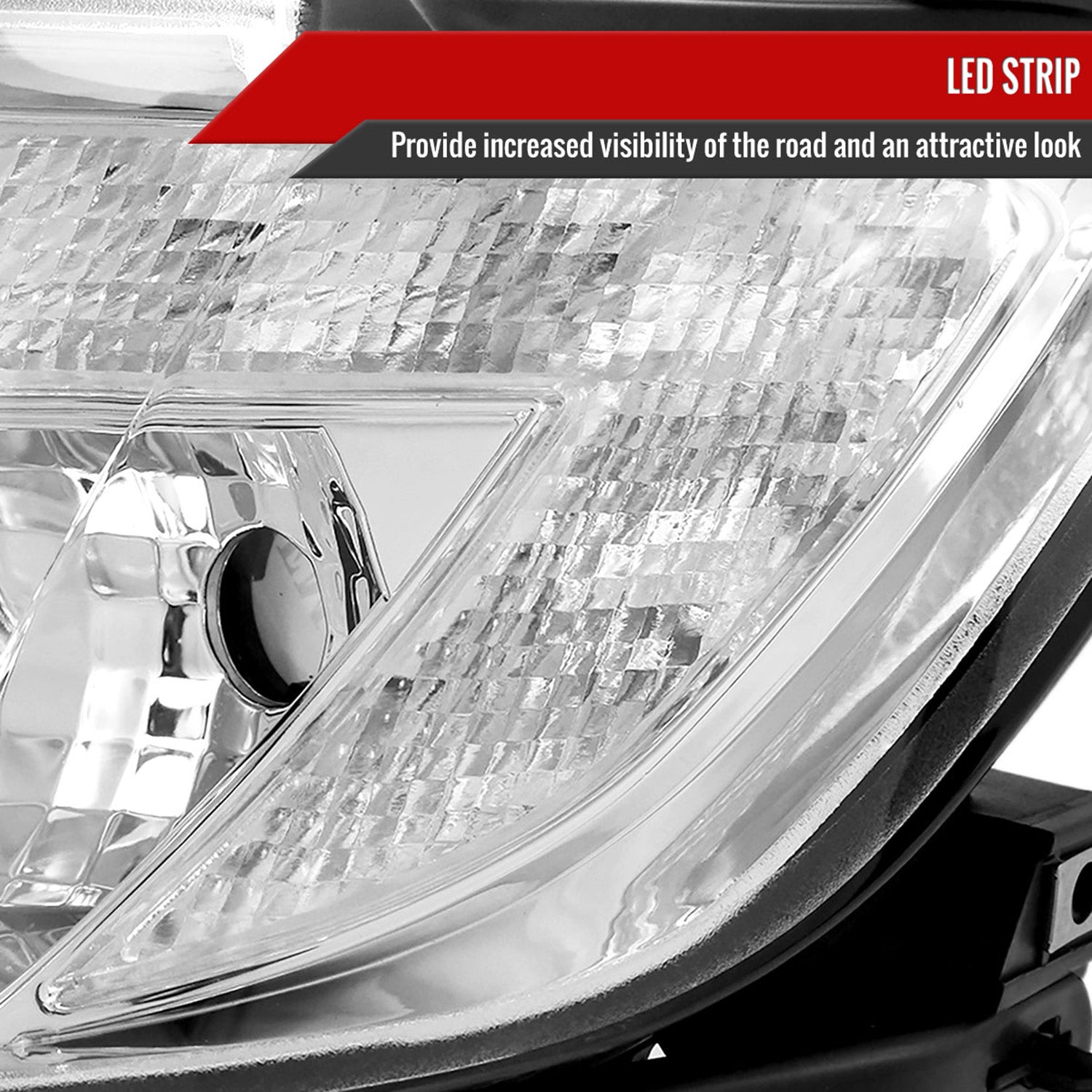 2007-2010 Ford Edge Halo Projector Headlights w/ LED Light Strip Chrome/Clear