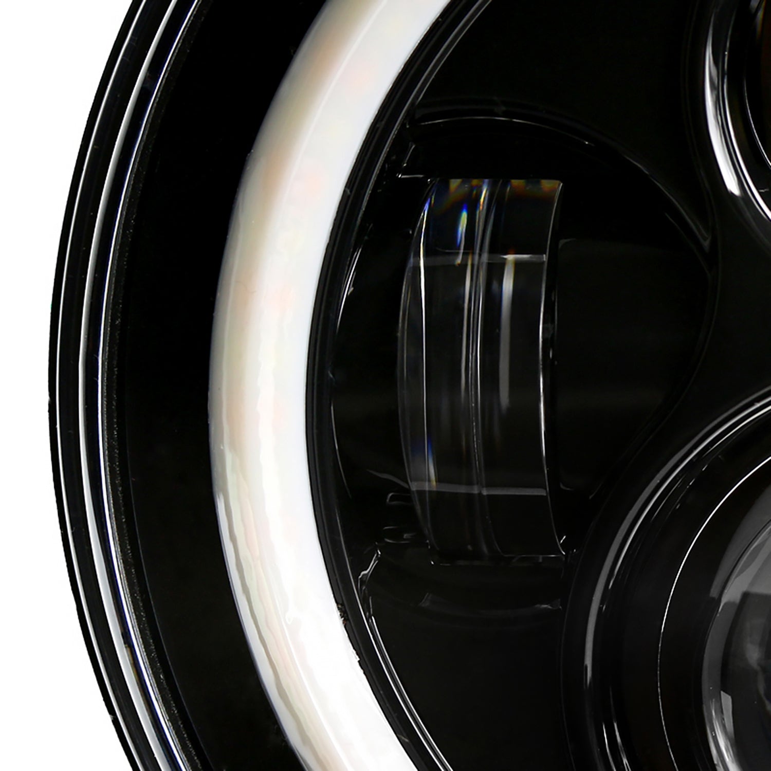 Universal 7" Round Cree LED Halo Projector Headlights - 2PC Matte Black/Clear