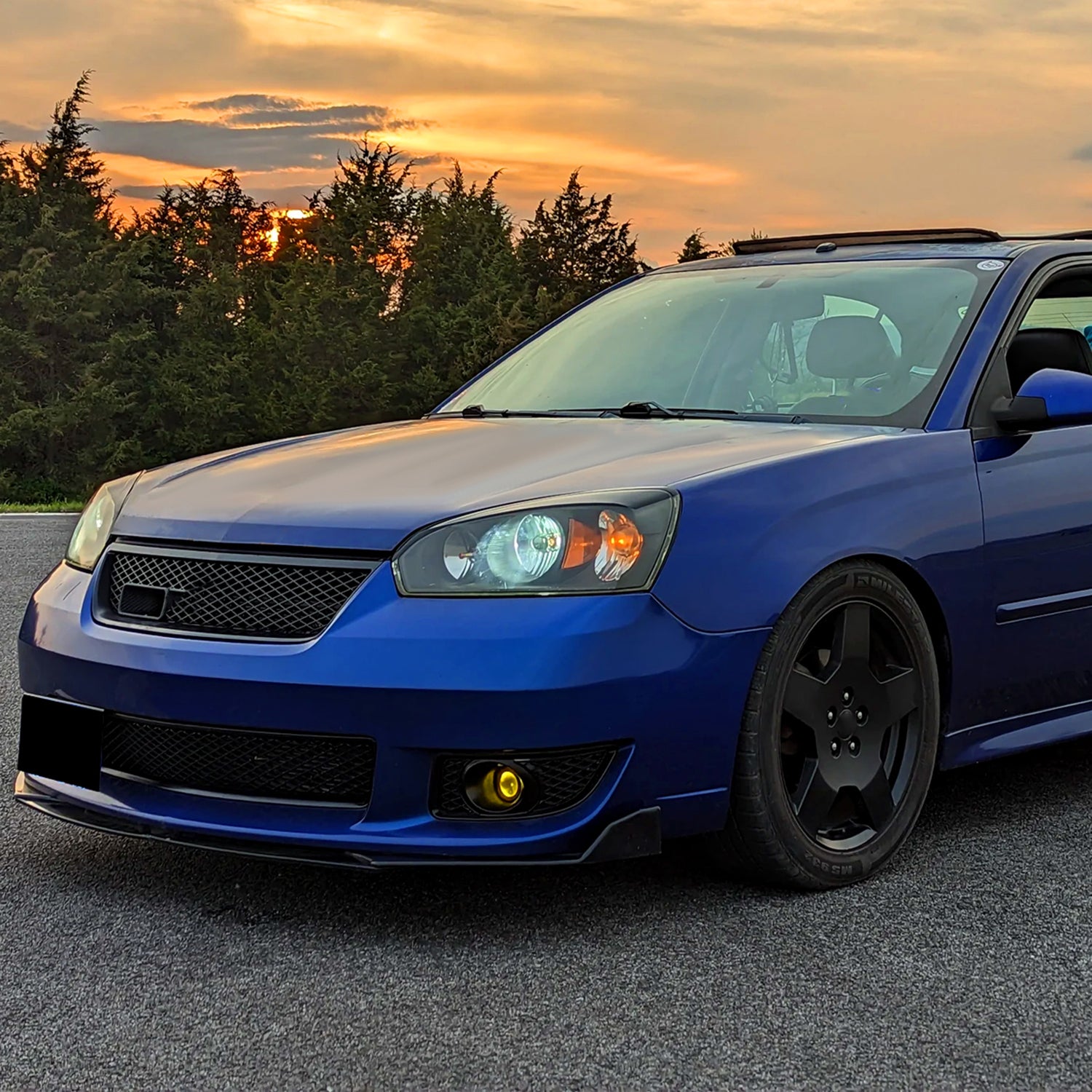 2004-2007 Chevy Malibu Factory Headlights w/Amber Reflectors Matt Black/Clear