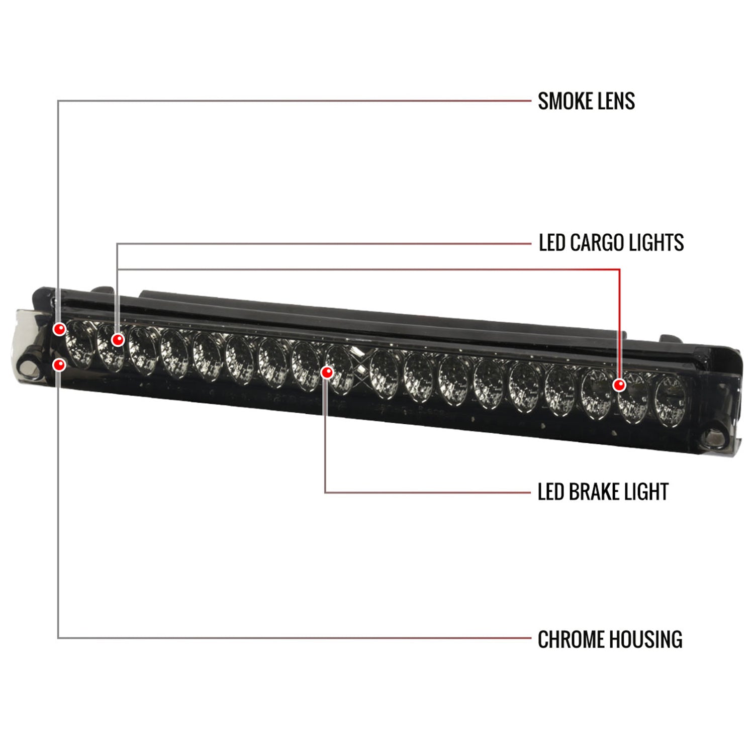 1997-2004 Ford F-150/F-250 Lincoln LED 3rd Brake Tail Light Chrome/Smoke