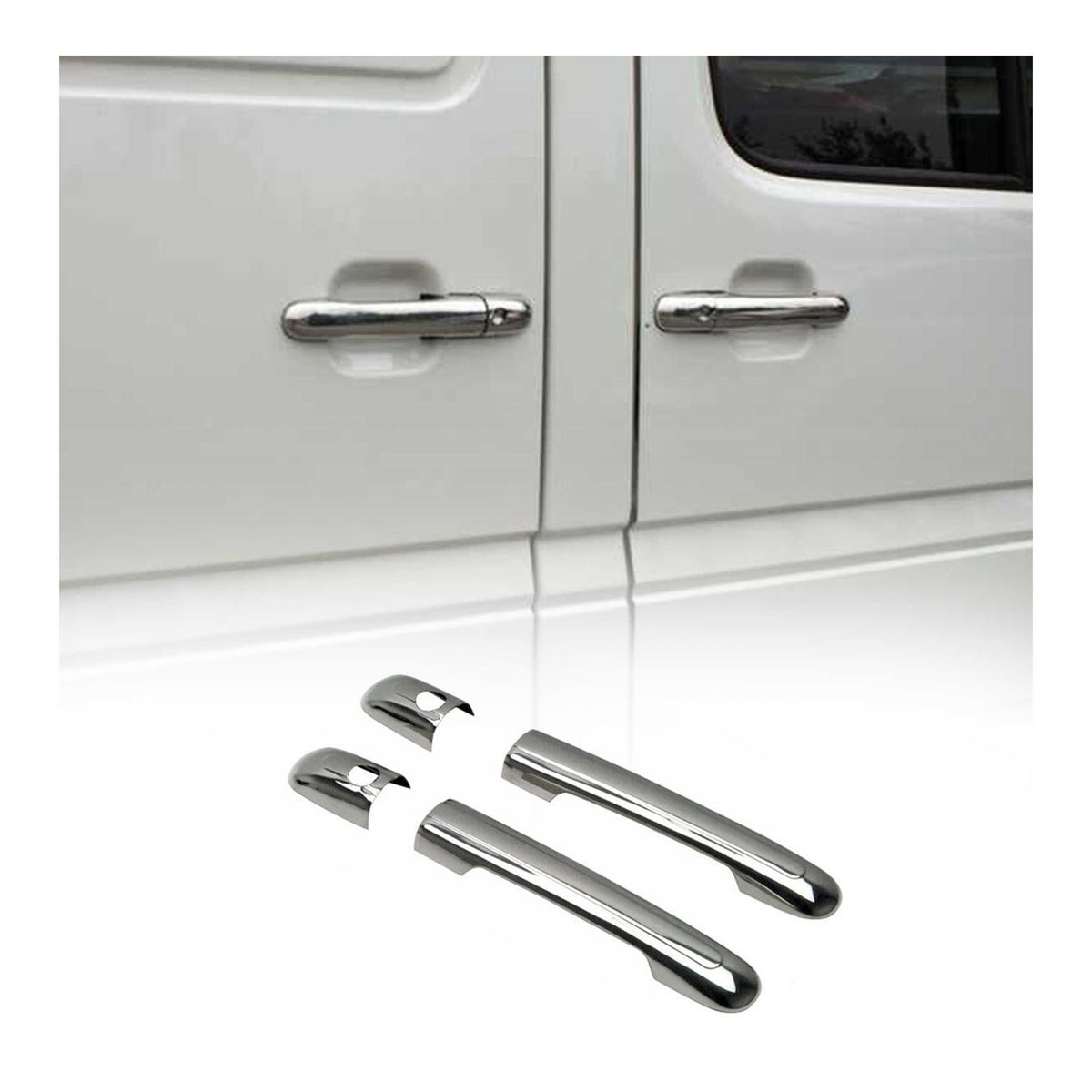 2003-2006 Dodge Sprinter Door Handle Cover Protector Stainless Steel 2 Door 4 Pcs 2 Key Hole