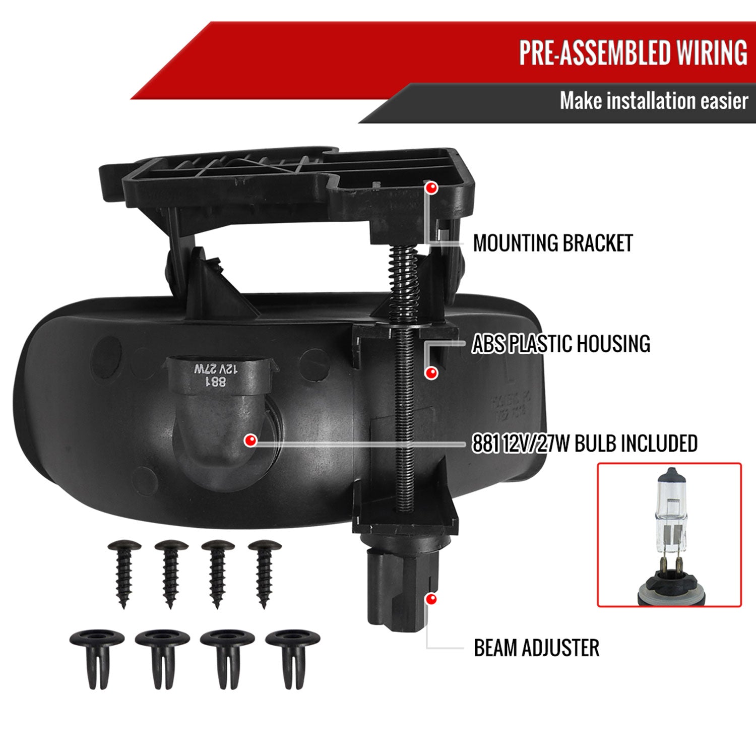 1999-2006 GMC Sierra/Yukon/Yukon XL 12V/27W Fog Lights Mounting Brackets