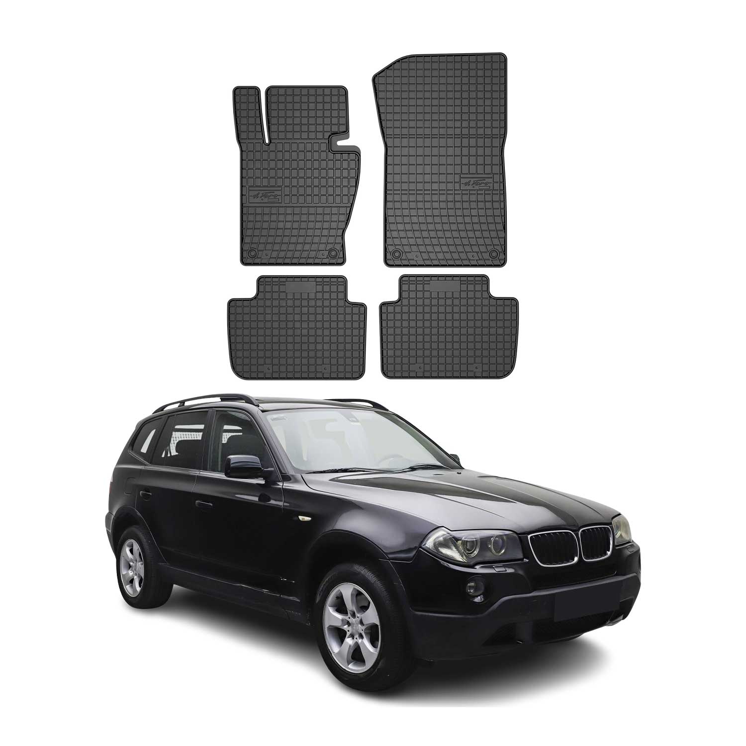 2004-2010 BMW X3 E83 Floor Mats Liners Full Set All Weather Rubber Black