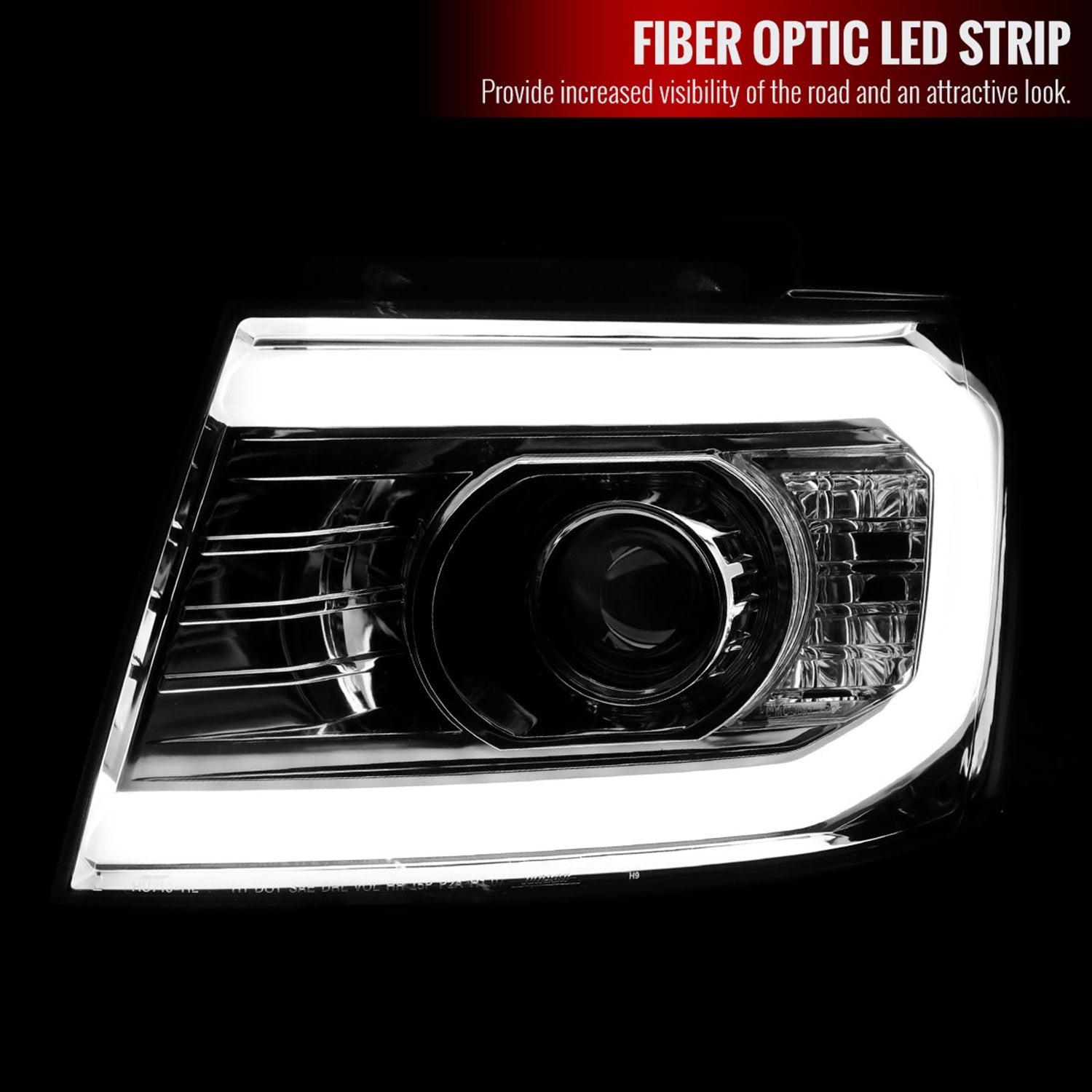 2007-2013 Chevy Avalanche/ 07-2014 Tahoe Suburban LED C-Bar Headlights Chrome