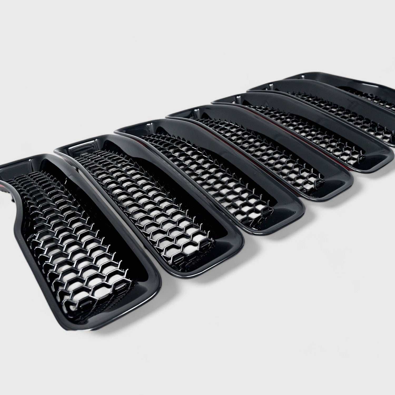 2018-2023 Jeep Wrangler JL Grille Overlay Gloss Black 7Pcs ABS Plastic