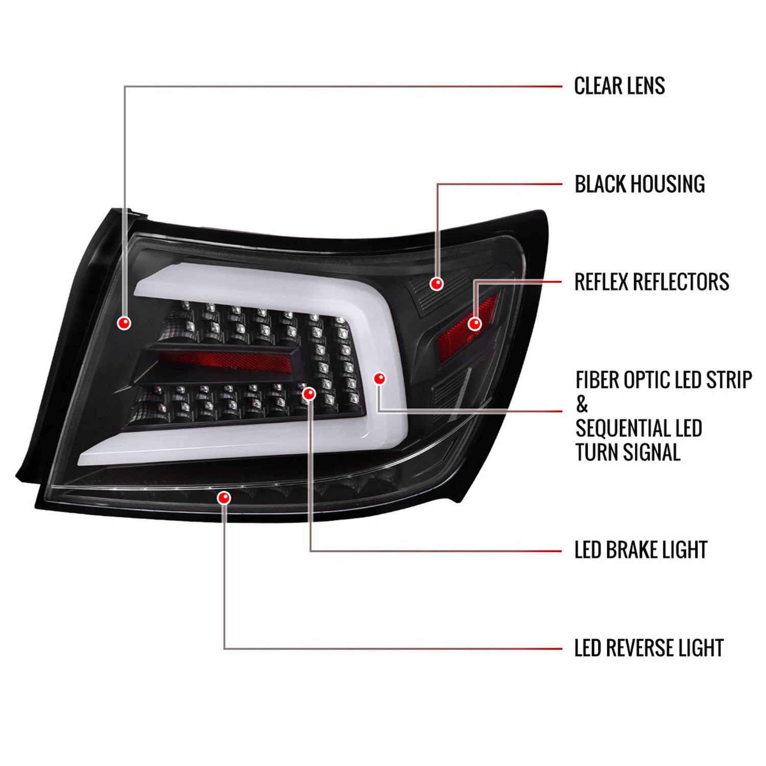 2008-2014 Subaru Impreza WRX/STI LED Turn Signal Tail Lights Matt Black/Clear