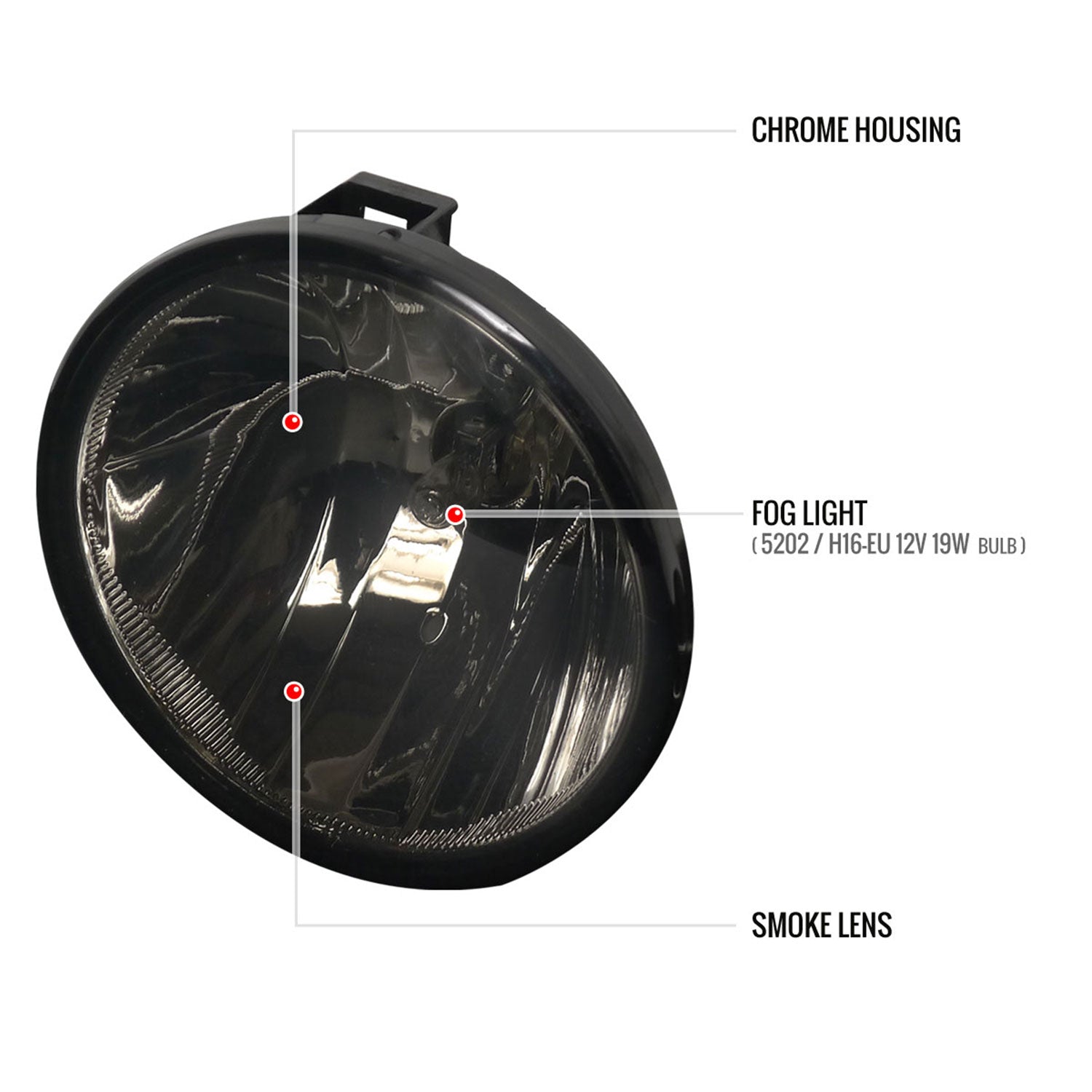 2007-2014 GMC Yukon/ XL Chevy Suburban/Tahoe H16 Fog Lights Kit Chrome/Smoke