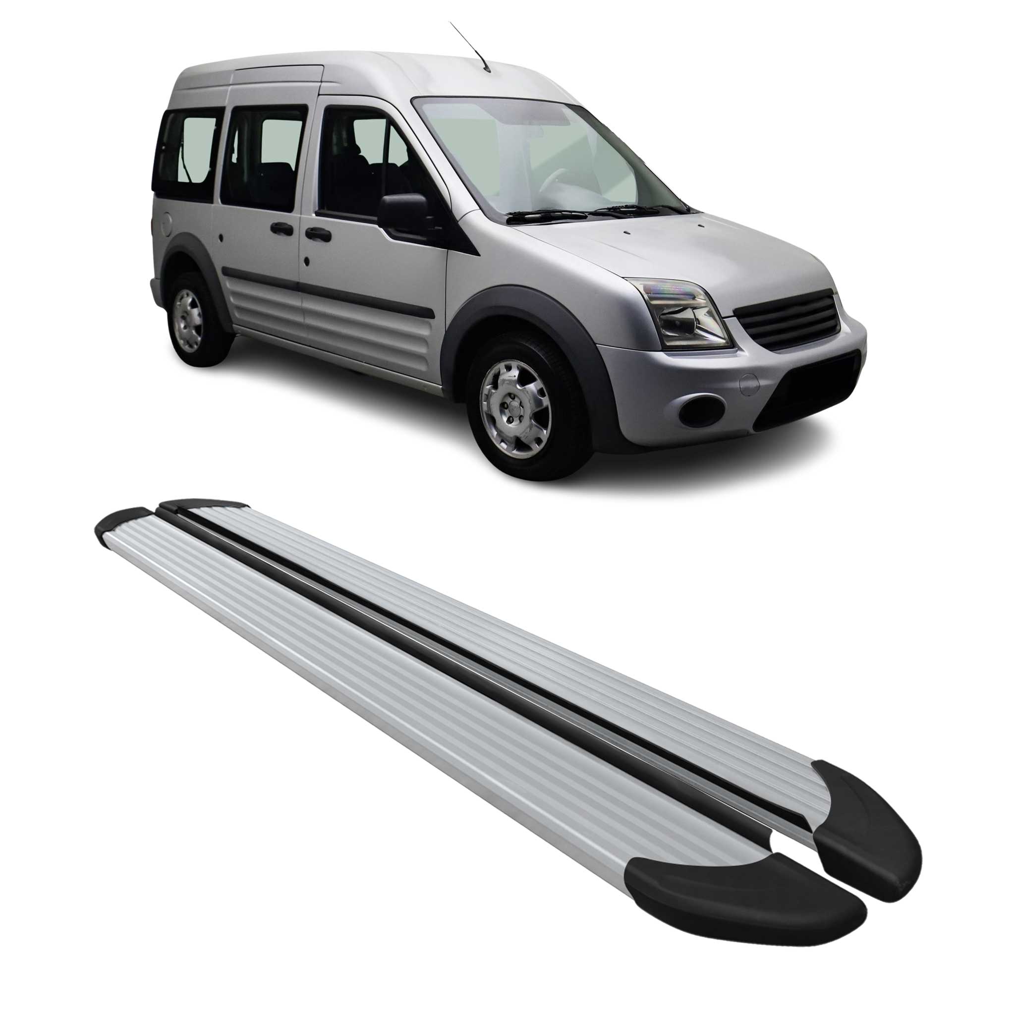 2010-2013 Ford Transit Connect Long Running Boards Side Steps Silver