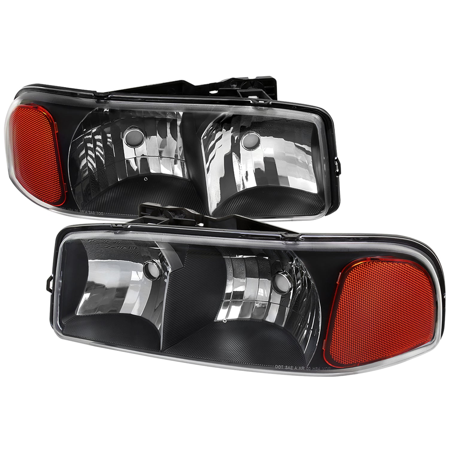 1999-2006 GMC Sierra/Yukon/Yukon XL Headlights Amber Reflector Black