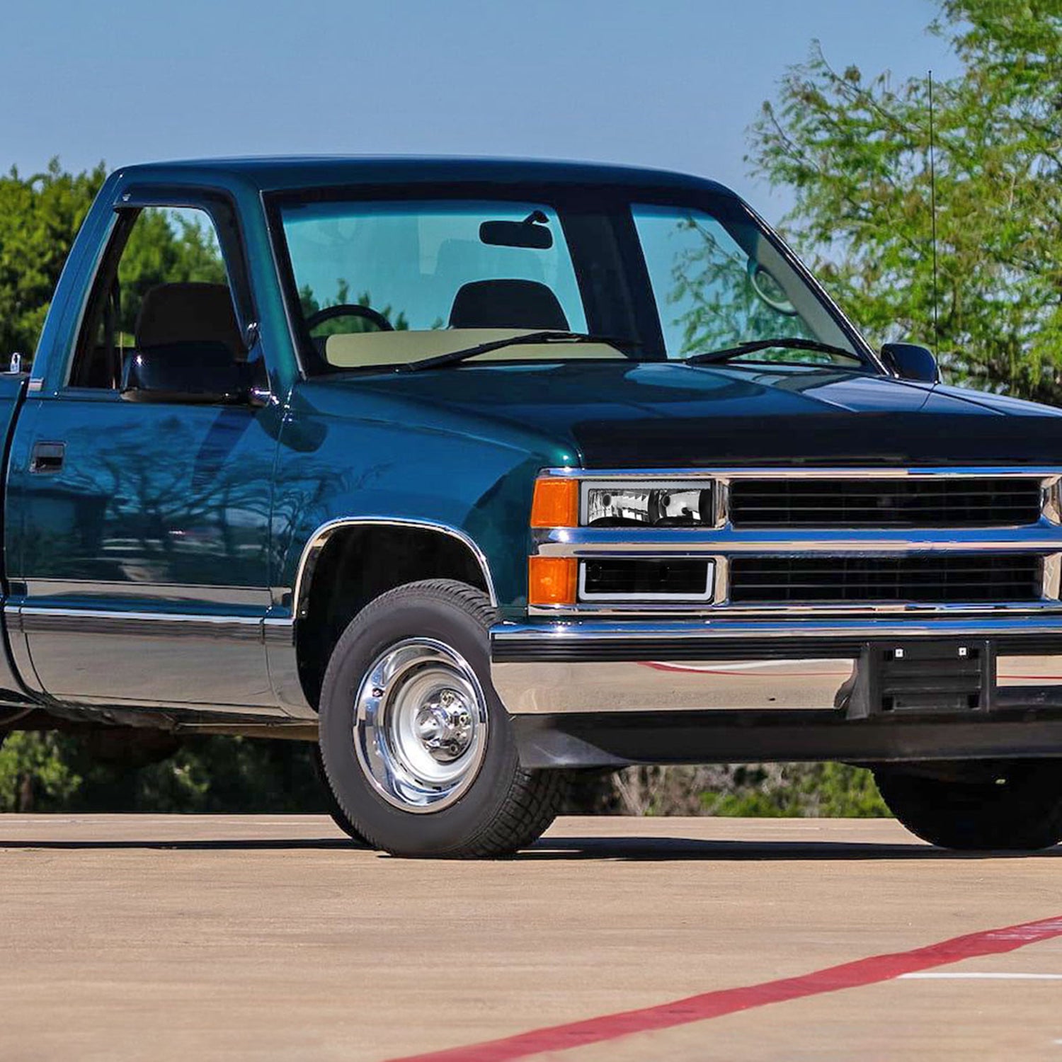 1988-1998 Chevy/GMC C10 C/K LED Strip Factory Headlights Matt Black/Clear