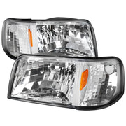 1993-1997 Ford Ranger Factory Headlights w/Corner Signal Lights Chrome/Clear