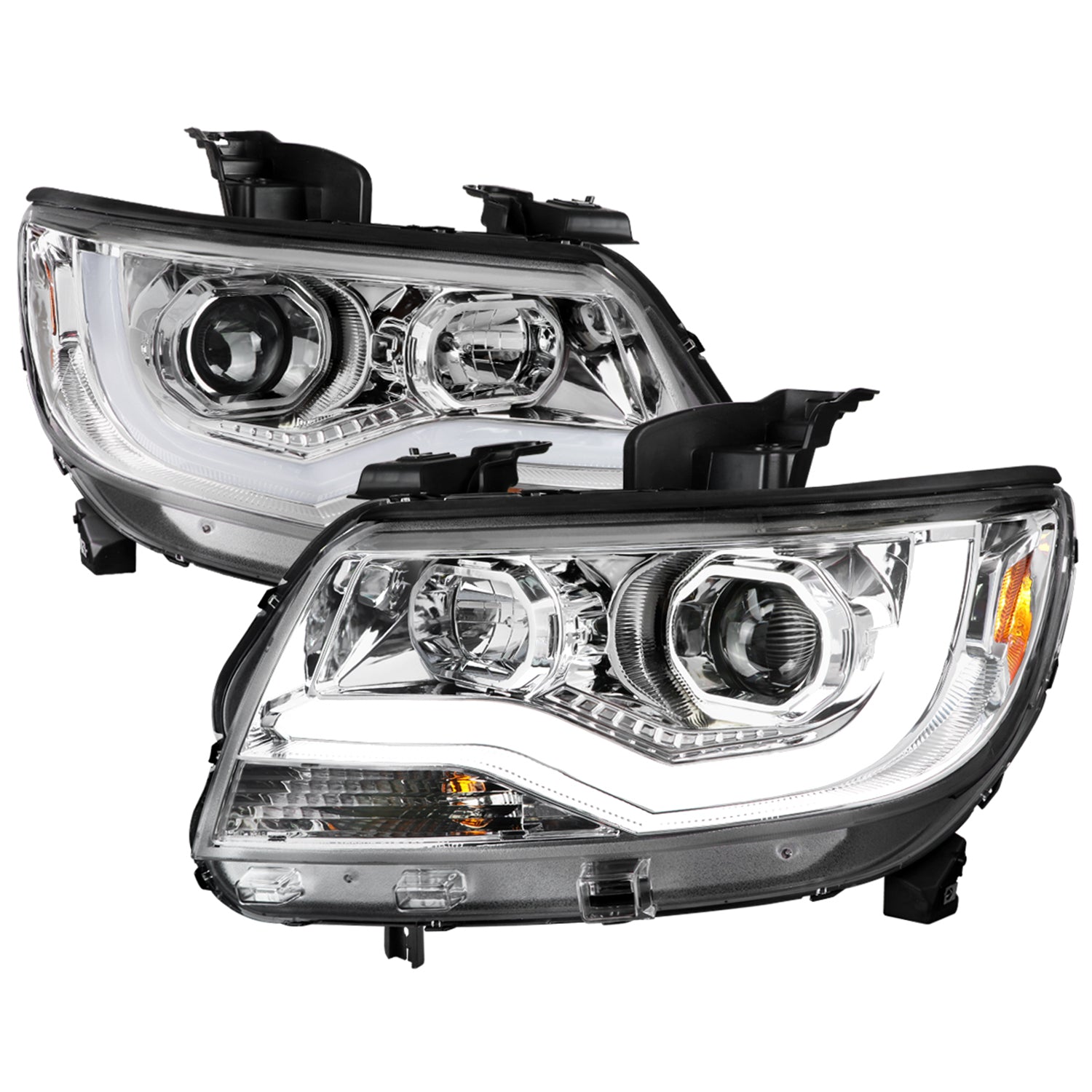 2015-2021 Chevy Colorado LED Bar Projector Headlights Chrome/Clear Lens