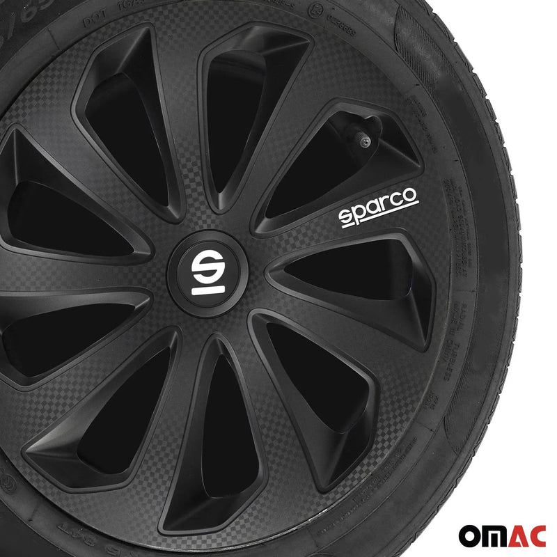 Sicilia Hub Caps Wheel Cover 15" Black Carbon Full Set 4 pcs.