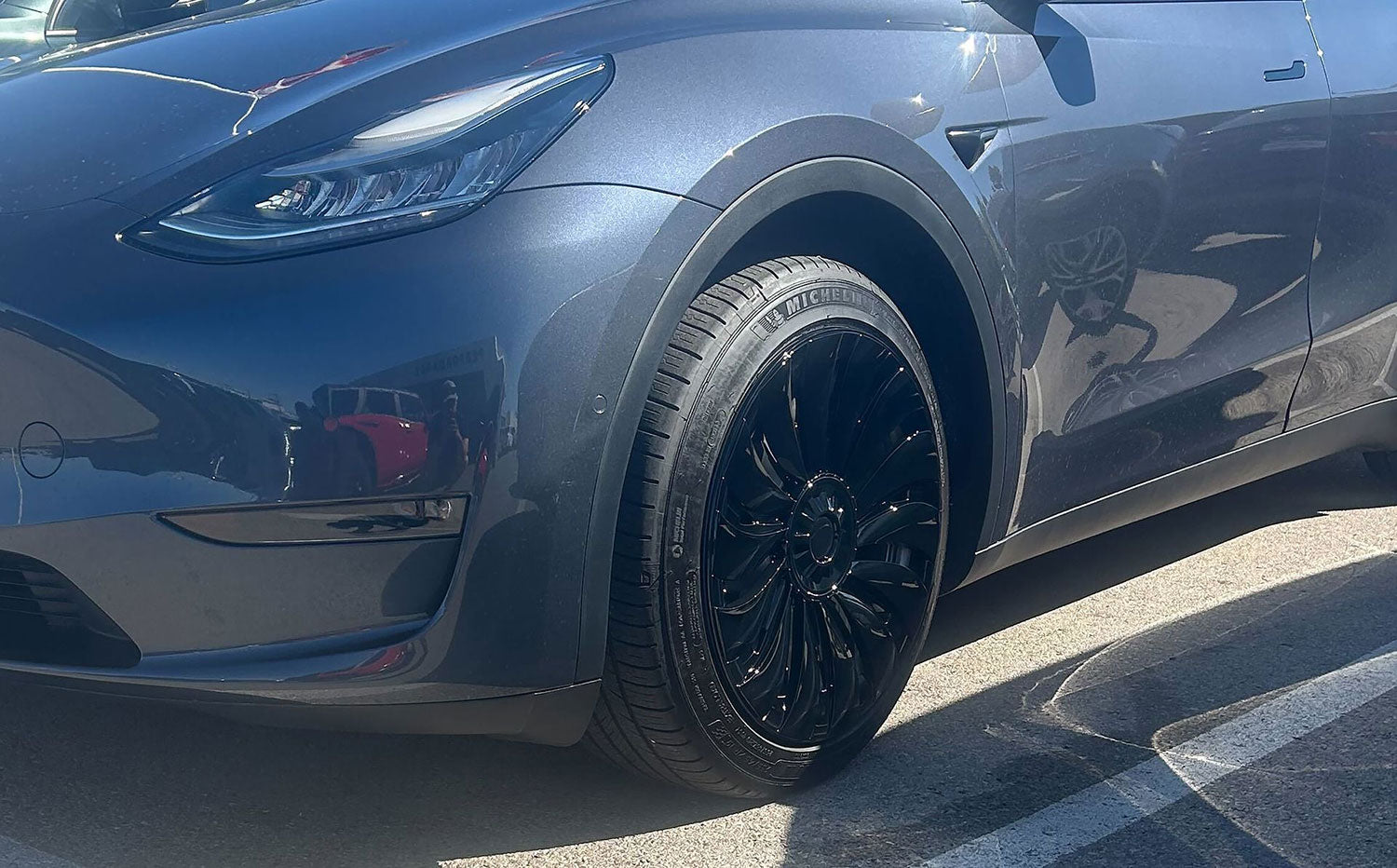 2020-2024 Tesla Y Wheel Cover Hubcaps Gloss Black 4Pcs ABS Plastic