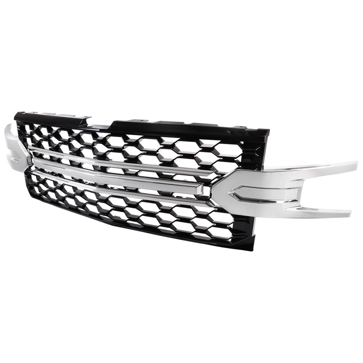 2019-2022 Chevy Silverado 1500 LT Glossy Honeycomb Hood Grille Chrome Trim