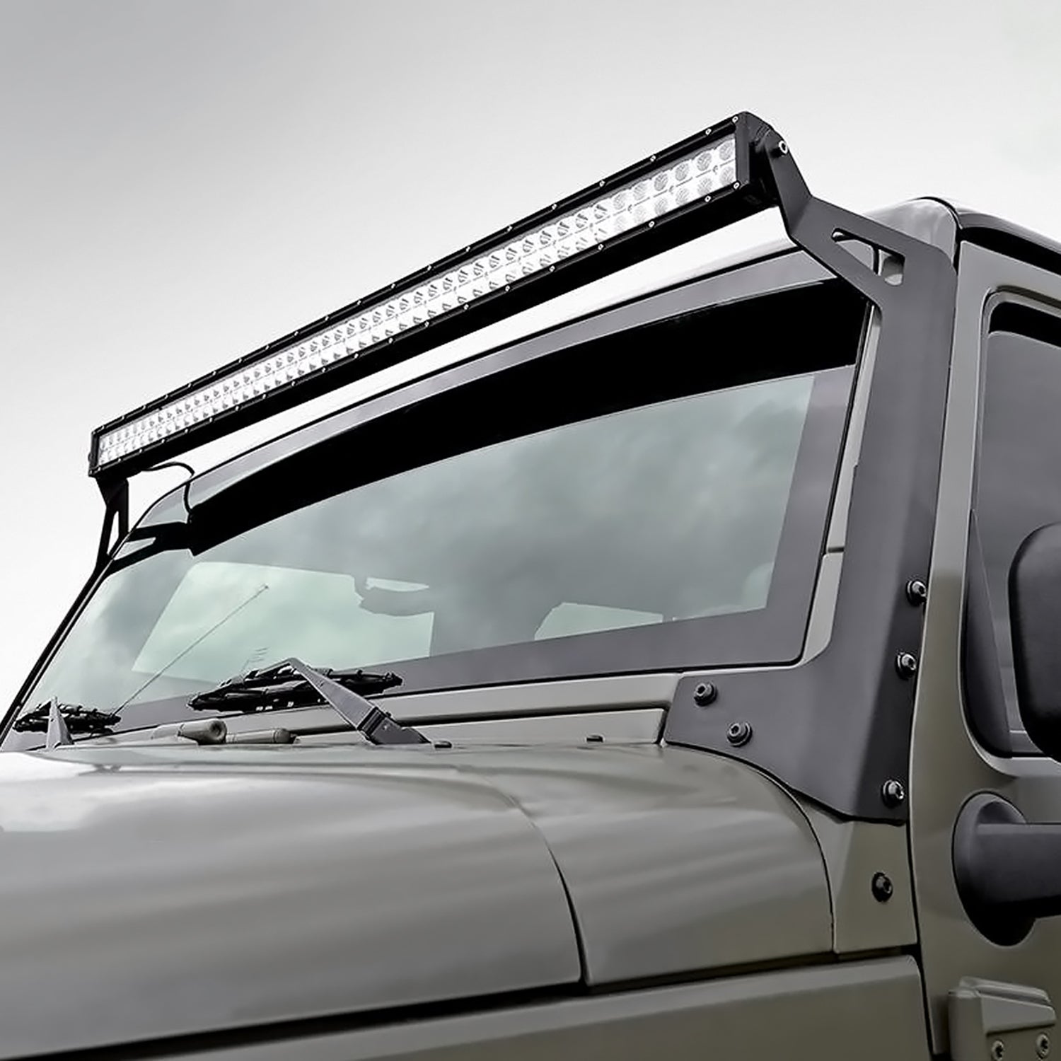 2007-2018 Jeep Wrangler 50" Windshield Light Mounting Bracket Black