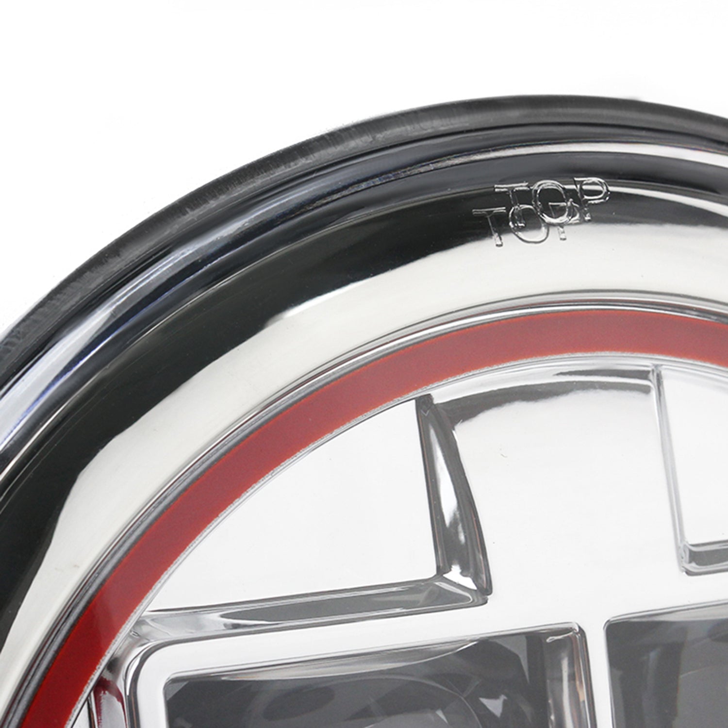 Universal 7" Cree LED Red Rim Projector Headlight - 1PC Chrome/Clear Lens