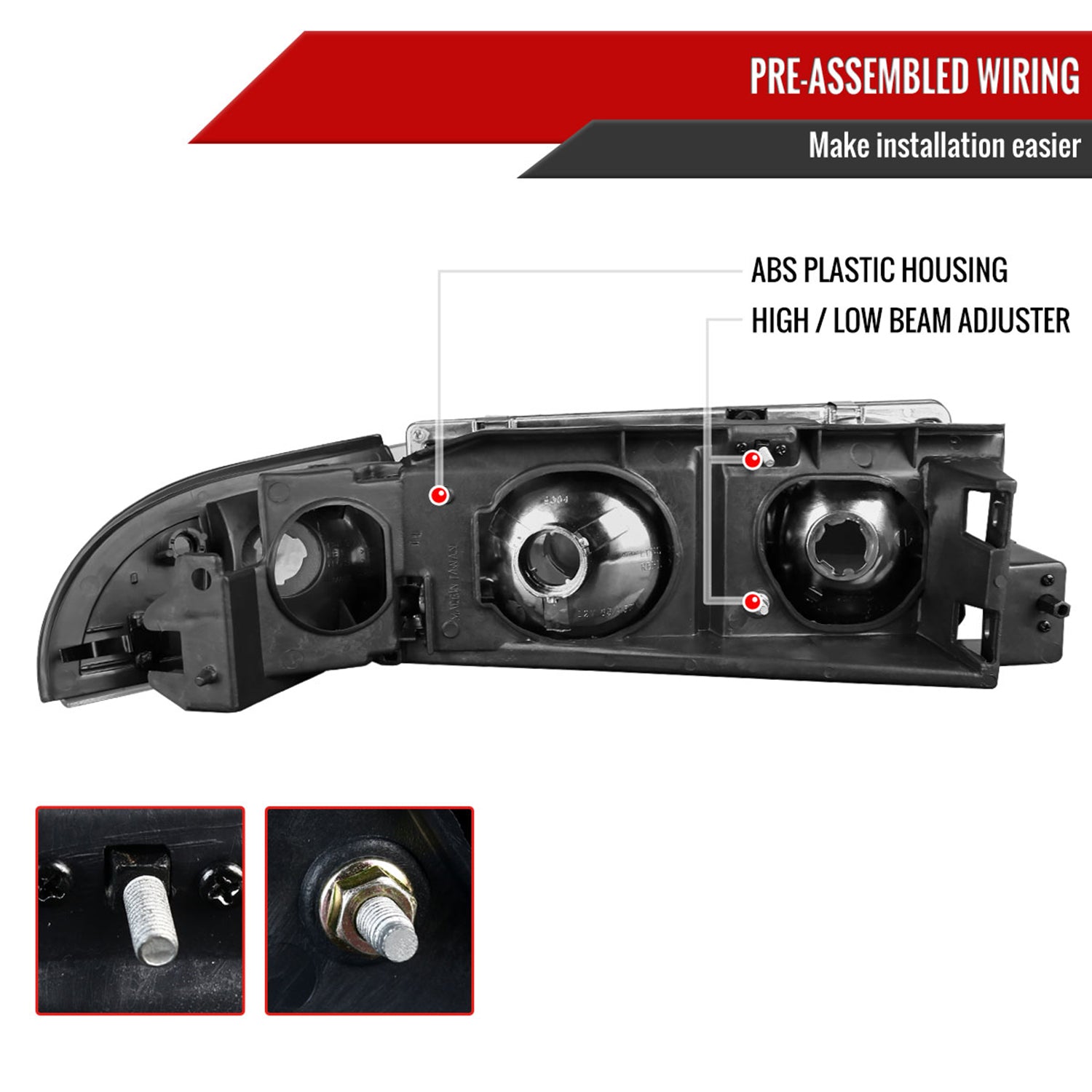 1991-1996 Chevy Caprice / Impala Factory Headlights Corner Signal Black