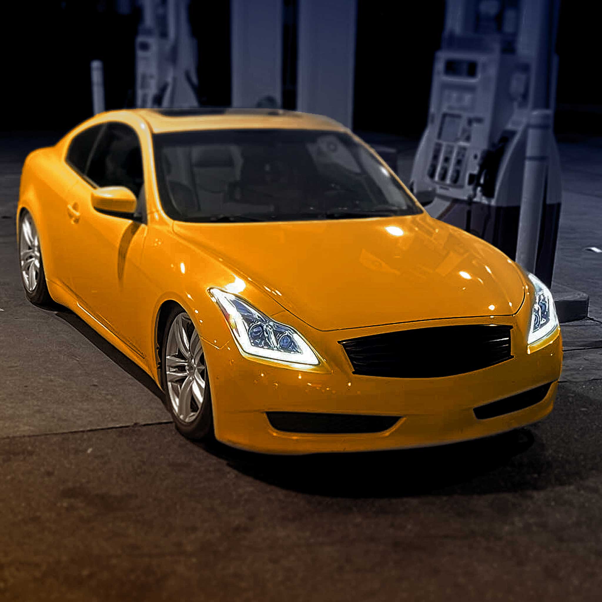 For Infiniti G37 2008-13 / Q60 Coupe 2014-15 LED Projector Headlights Sequential Chrome Housing Clear Lens Switchback
