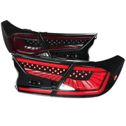 2018-2022 Honda Accord Sedan SQ2 Red LED Signal Tail Lights Matt Black/Smoke