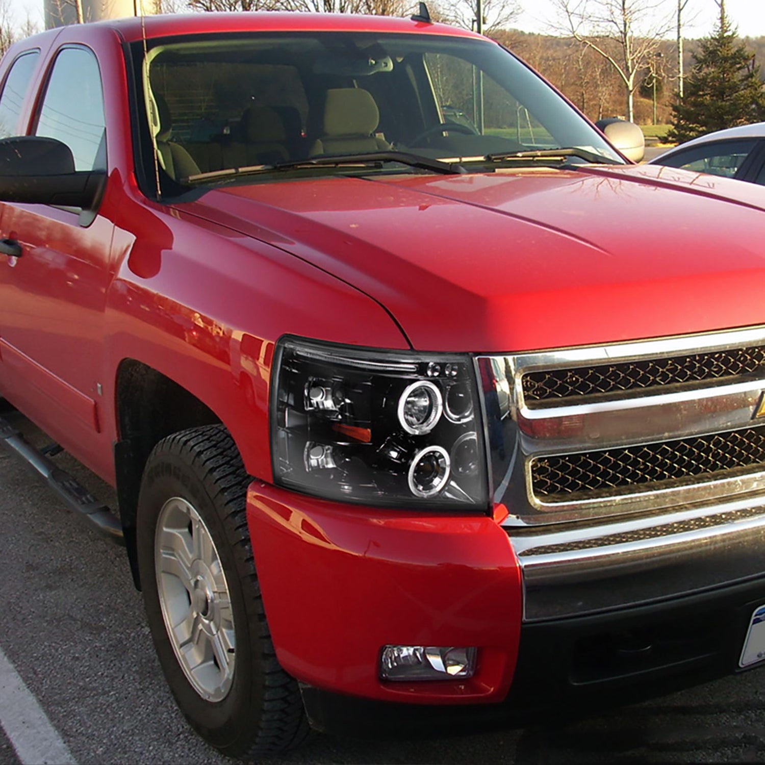 2007-2013 Chevy Silverado 1500 2500HD 3500HD Dual Halo Headlights Jet Black