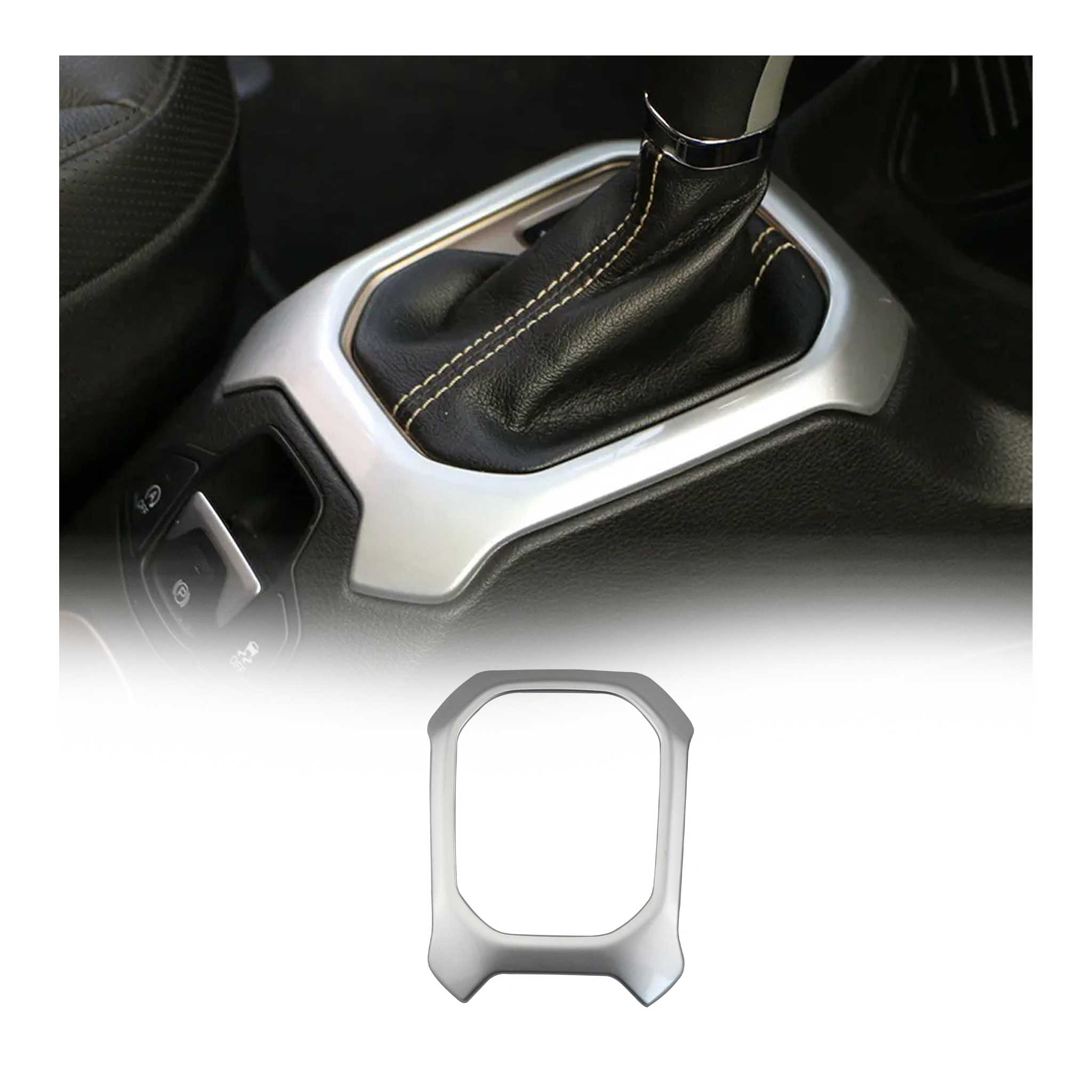 2015-2024 Jeep Renegade Gear Shift Knob Frame Silver Chrome 1Pc