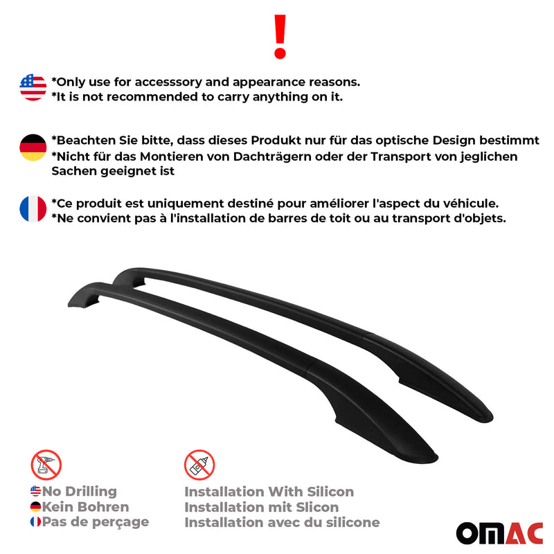 2005-2015 Toyota Hilux Roof Rack Rails Side Rails Black